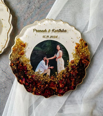 Floral Varmala Preservation Resin Art Platter | Custom Wedding Gift