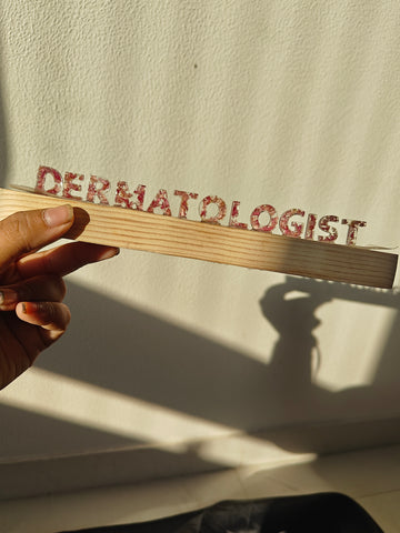 Custom Resin Mini Name Plate with Illuminated Wooden Stand – Personalized Desk Display