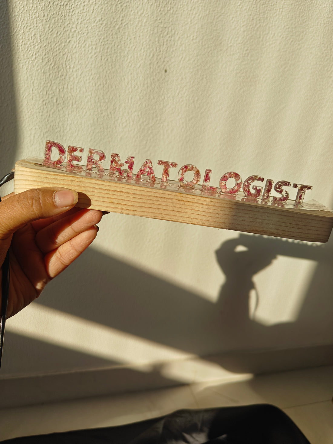 Custom Resin Mini Name Plate with Illuminated Wooden Stand – Personalized Desk Display