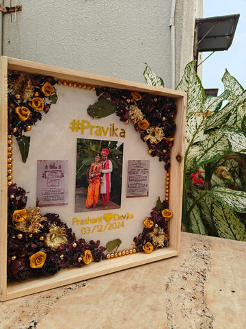 Custom Resin Varmala Preservation Frame – Wedding Keepsake with Photo & Invitations